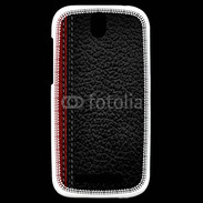 Coque HTC One SV Effet cuir noir et rouge