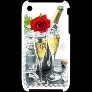 Coque iPhone 3G / 3GS Champagne et rose rouge