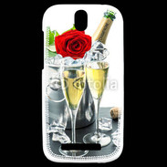 Coque HTC One SV Champagne et rose rouge