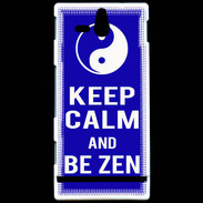 Coque Sony Xperia U Keep Calm Be Zen Bleu