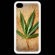 Coque iPhone 4 / iPhone 4S Feuille de cannabis sur toile beige