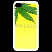 Coque iPhone 4 / iPhone 4S Feuille de cannabis sur fond jaune 2