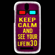 Coque HTC One SV Keep Calm and See your life 3D Rose