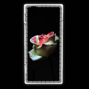 Coque Huawei Ascend P2 Belle rose sur fond noir PR