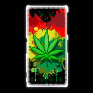 Coque Sony Xpéria Z1 Feuille de cannabis et cœur Rasta