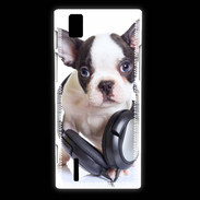 Coque Huawei Ascend P2 Bulldog français avec casque de musique