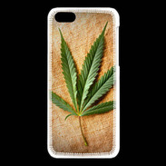 Coque iPhone 5C Feuille de cannabis sur toile beige