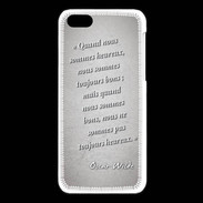 Coque iPhone 5C Bons heureux Gris Citation Oscar Wilde