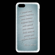 Coque iPhone 5C Bons heureux Turquoise Citation Oscar Wilde