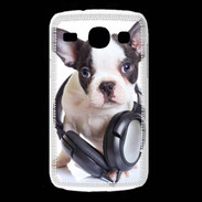 Coque Samsung Galaxy Core Bulldog français avec casque de musique