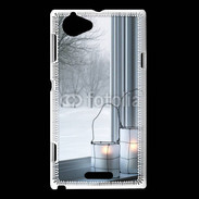 Coque Sony Xperia L paysage hiver deux lanternes