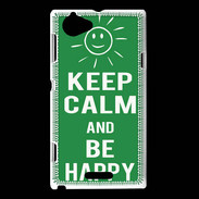Coque Sony Xperia L Keep Calm Be Happy Vert