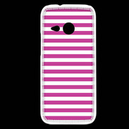 Coque HTC One Mini 2 rayures blanches et roses
