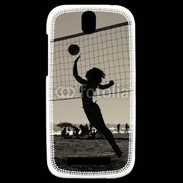 Coque HTC One SV Beach Volley en noir et blanc 115