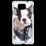 Coque Samsung Galaxy Alpha Bulldog français avec casque de musique