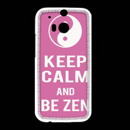 Coque HTC One M8 Keep Calm Be Zen Rose