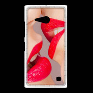 Coque Nokia Lumia 735 Bouche sexy Lesbienne et rouge à lèvres gloss