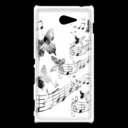 Coque Sony Xperia M2 Dessin de note de musique en noir et blanc 75
