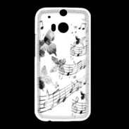 Coque HTC One M8 Dessin de note de musique en noir et blanc 75