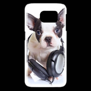 Coque Samsung Galaxy S6 edge Bulldog français avec casque de musique