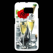 Coque Samsung Galaxy S6 Champagne et rose rouge