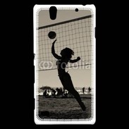 Coque Sony Xperia C4 Beach Volley en noir et blanc 115