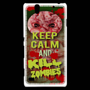 Coque Sony Xperia C4 Keep Calm and Kill Zombies Cervelle