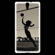 Coque Sony Xperia C5 Beach Volley en noir et blanc 115
