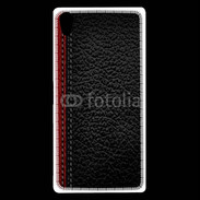 Coque Sony Xperia Z5 Premium Effet cuir noir et rouge