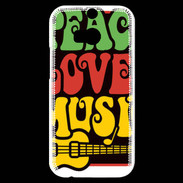 Coque HTC One M8s Peace Love Music