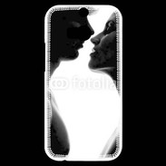 Coque HTC One M8s Couple d'amoureux en noir et blanc