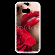 Coque HTC One M8s Bouche et rose glamour
