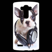 Coque Personnalisée Lg G4 Bulldog français avec casque de musique