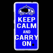 Coque Nokia Lumia 640 LTE Keep Calm Carry on Bleu