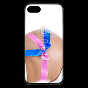 Coque iPhone 7 Premium Femme enceinte avec ruban bleu et rose