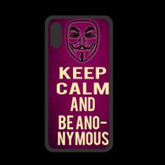 Coque  Iphone XS PREMIUM Keep Calm and Be Anonymous Rose